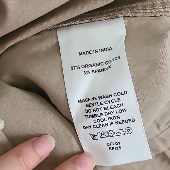 Quince NWT Organic Stretch Cotton Wide Leg Chino Pants size 10 Career Tan Khaki - Picture 3 of 8